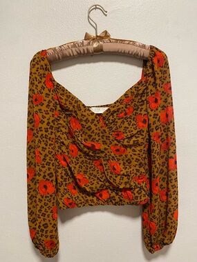 Astr the Label Floral and Leopard Print Blouse